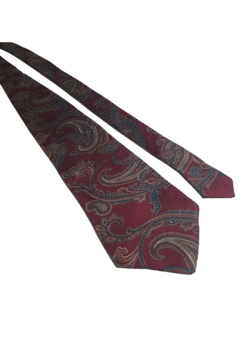 Pierre Cardin Burgundy Paisley Silk Necktie Classic Menswear Paris Vintage Gift